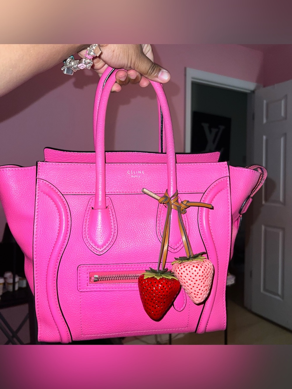 100% Authentic Neon Pink Celine Luggage Tote